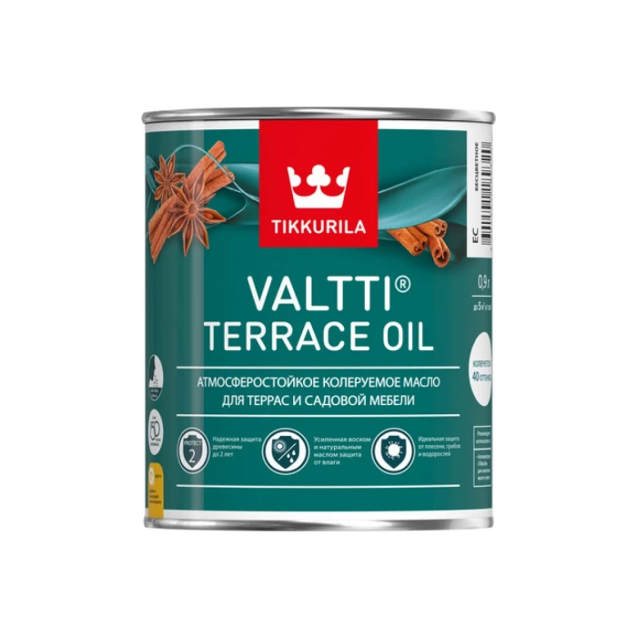 Масло tikkurila valtti terrace oil для террас и садовой мебели бесцветный 9л